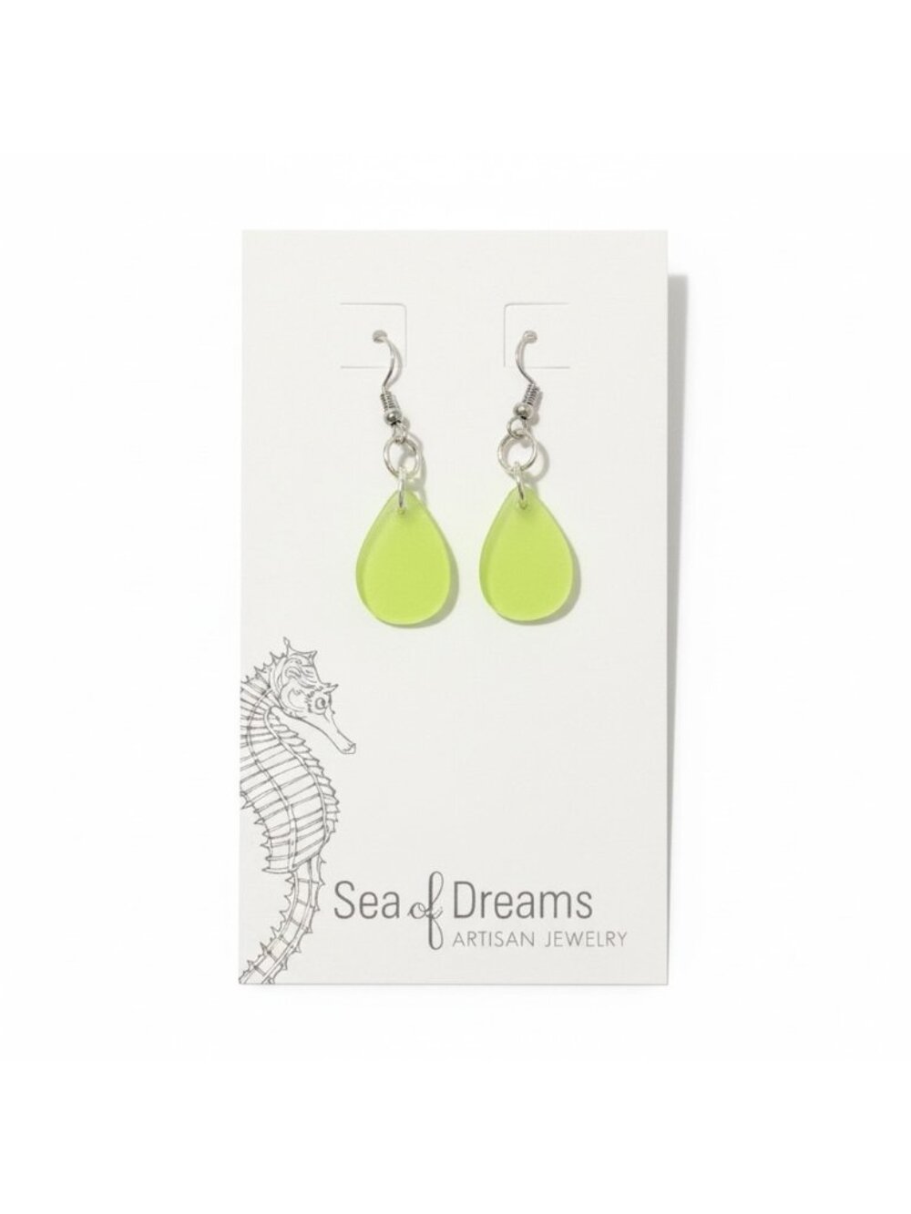 Sea of Dreams Green Teardrop Earrings - Picture 2 of 2